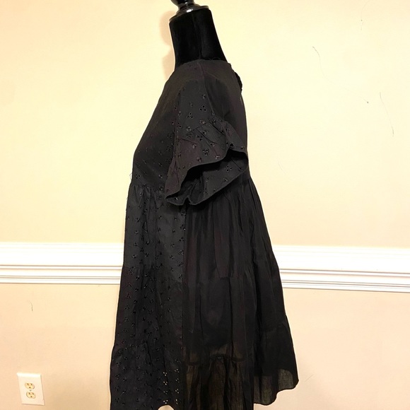 Pretty Little Thing Womens Black Broderie Anglaise Smock Dress Size UK 6 EUR 34 - Picture 16 of 16